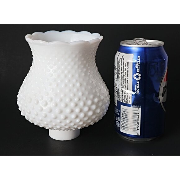 5-1/4" White Hobnail Milk Glass Hurricane Lamp Shade/Replacement Milk Glass Hurr - Picture 4 of 6